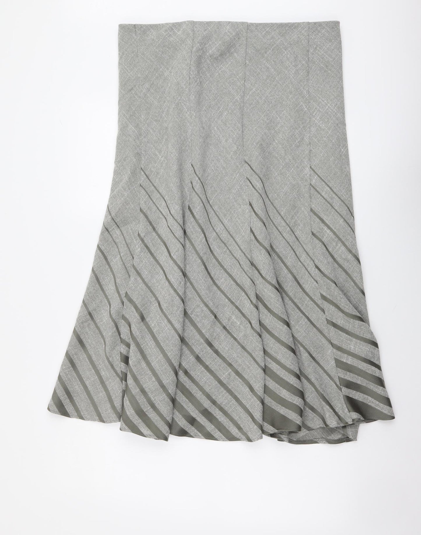 Marks and Spencer Womens Grey Striped Polyester Flare Skirt Size 16