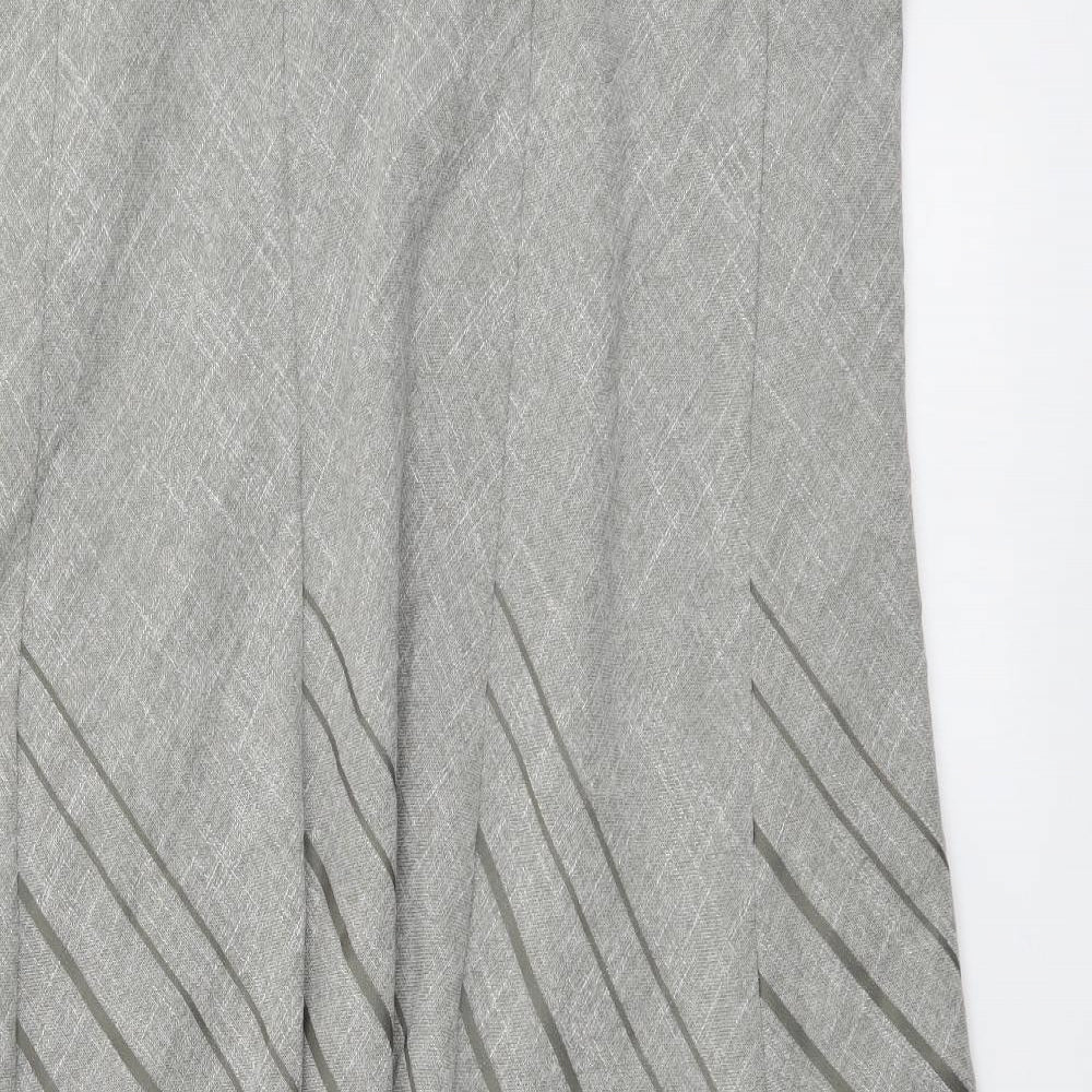 Marks and Spencer Womens Grey Striped Polyester Flare Skirt Size 16