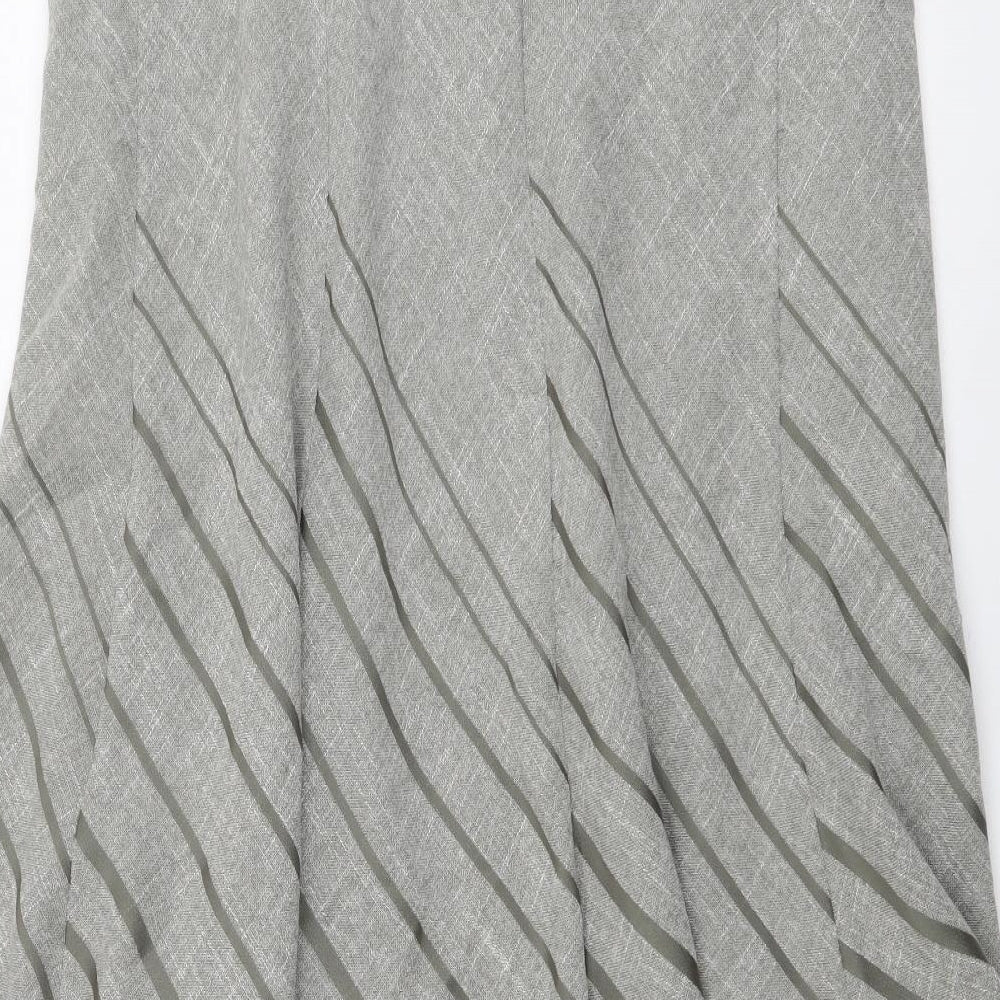 Marks and Spencer Womens Grey Striped Polyester Flare Skirt Size 16