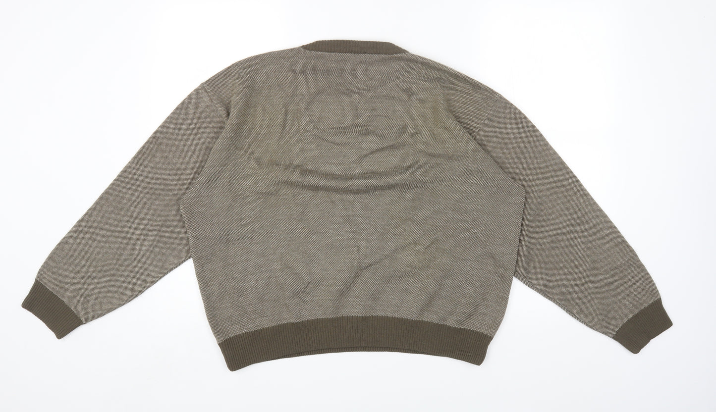 Marks and Spencer Mens Beige V-Neck Acrylic Pullover Jumper Size L