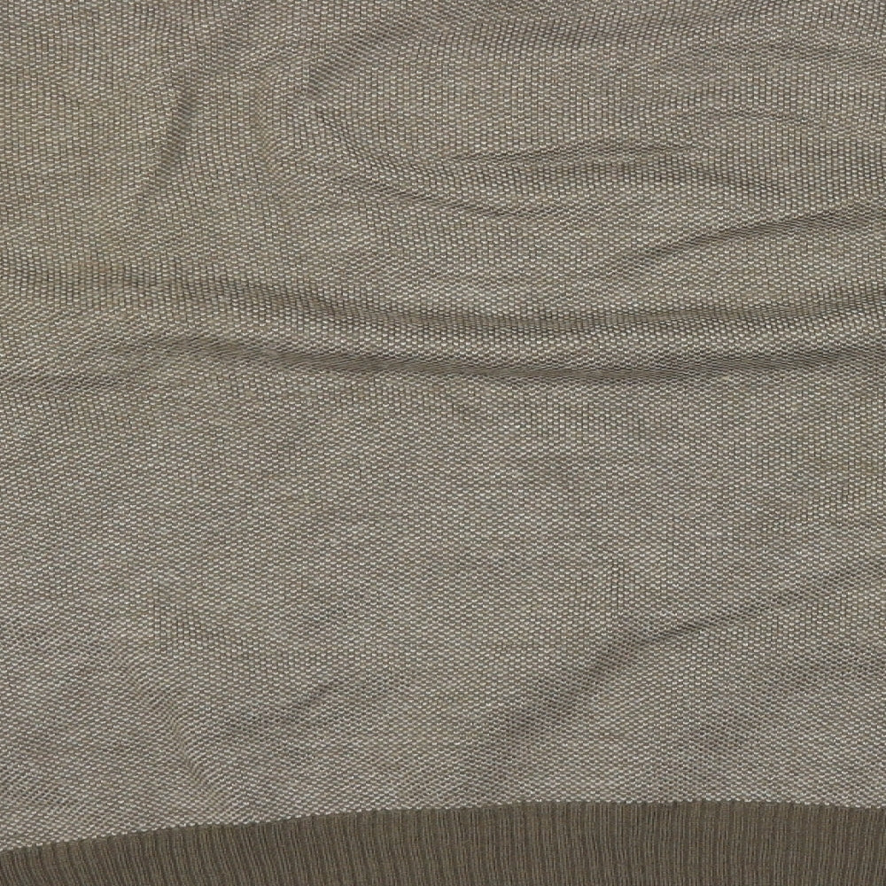 Marks and Spencer Mens Beige V-Neck Acrylic Pullover Jumper Size L