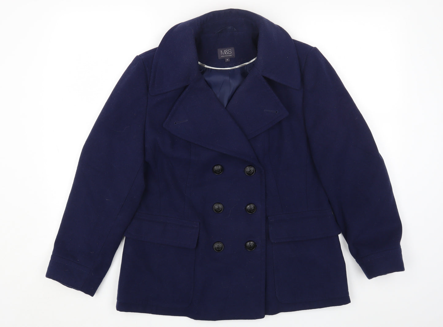 Marks and Spencer Womens Blue Trench Coat Coat Size 14 Button