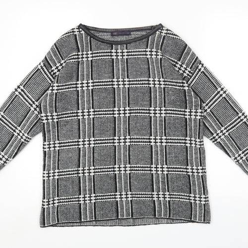Marks and Spencer Womens Black Round Neck Geometric Acrylic Pullover Jumper Size 12