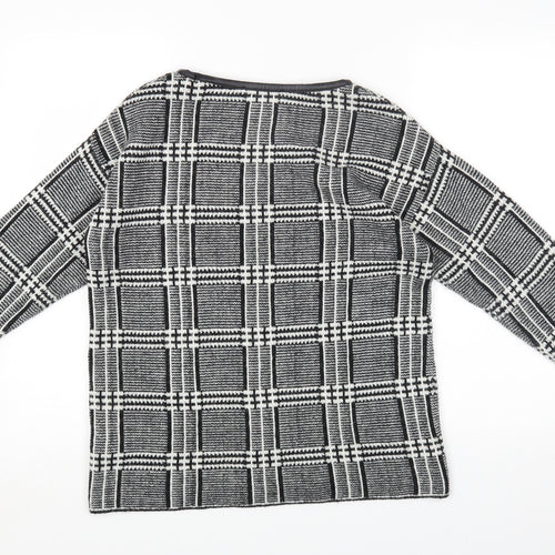 Marks and Spencer Womens Black Round Neck Geometric Acrylic Pullover Jumper Size 12