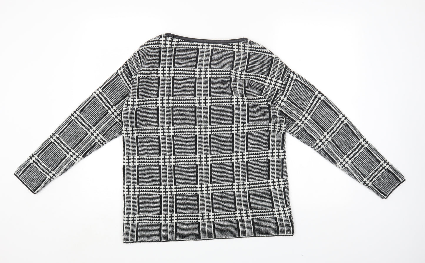 Marks and Spencer Womens Black Round Neck Geometric Acrylic Pullover Jumper Size 12