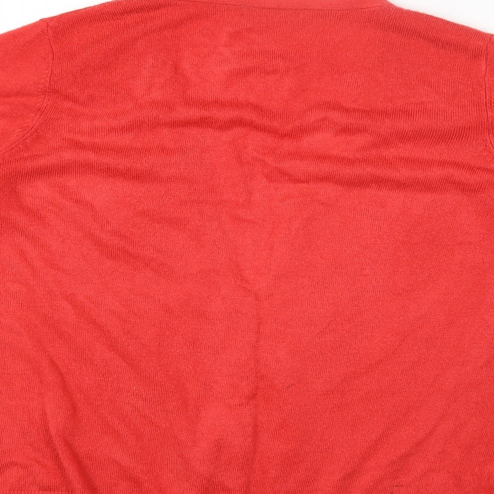 TU Womens Red Scoop Neck Acrylic Cardigan Jumper Size 16