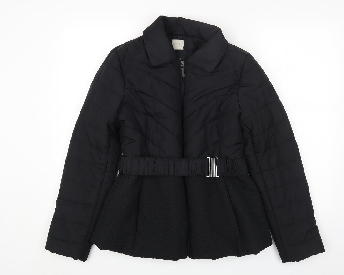 George Womens Black Puffer Jacket Coat Size 12 Zip