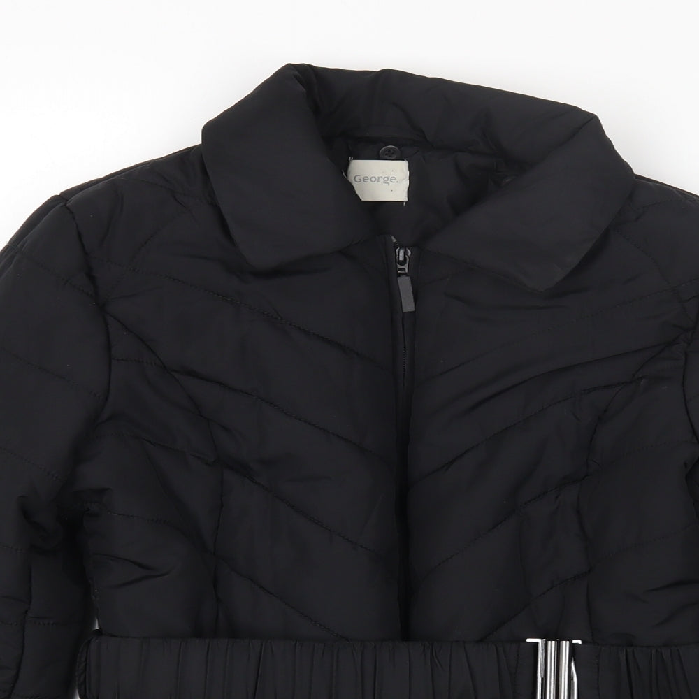 George Womens Black Puffer Jacket Coat Size 12 Zip