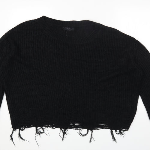 Primark Womens Black Round Neck Acrylic Pullover Jumper Size 10