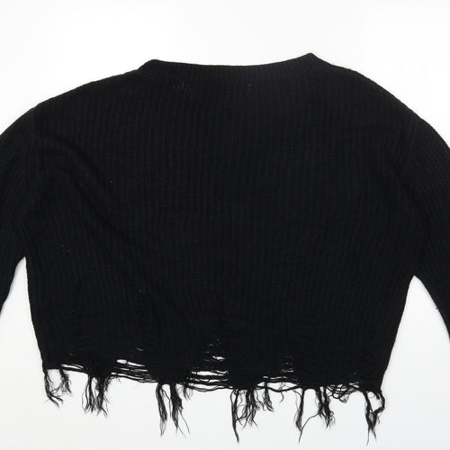 Primark Womens Black Round Neck Acrylic Pullover Jumper Size 10