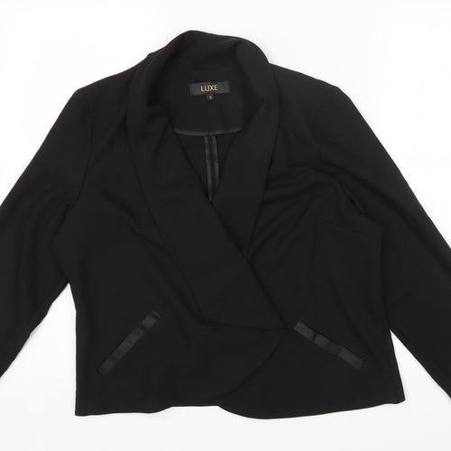 Luxe Womens Black Jacket Blazer Size 16