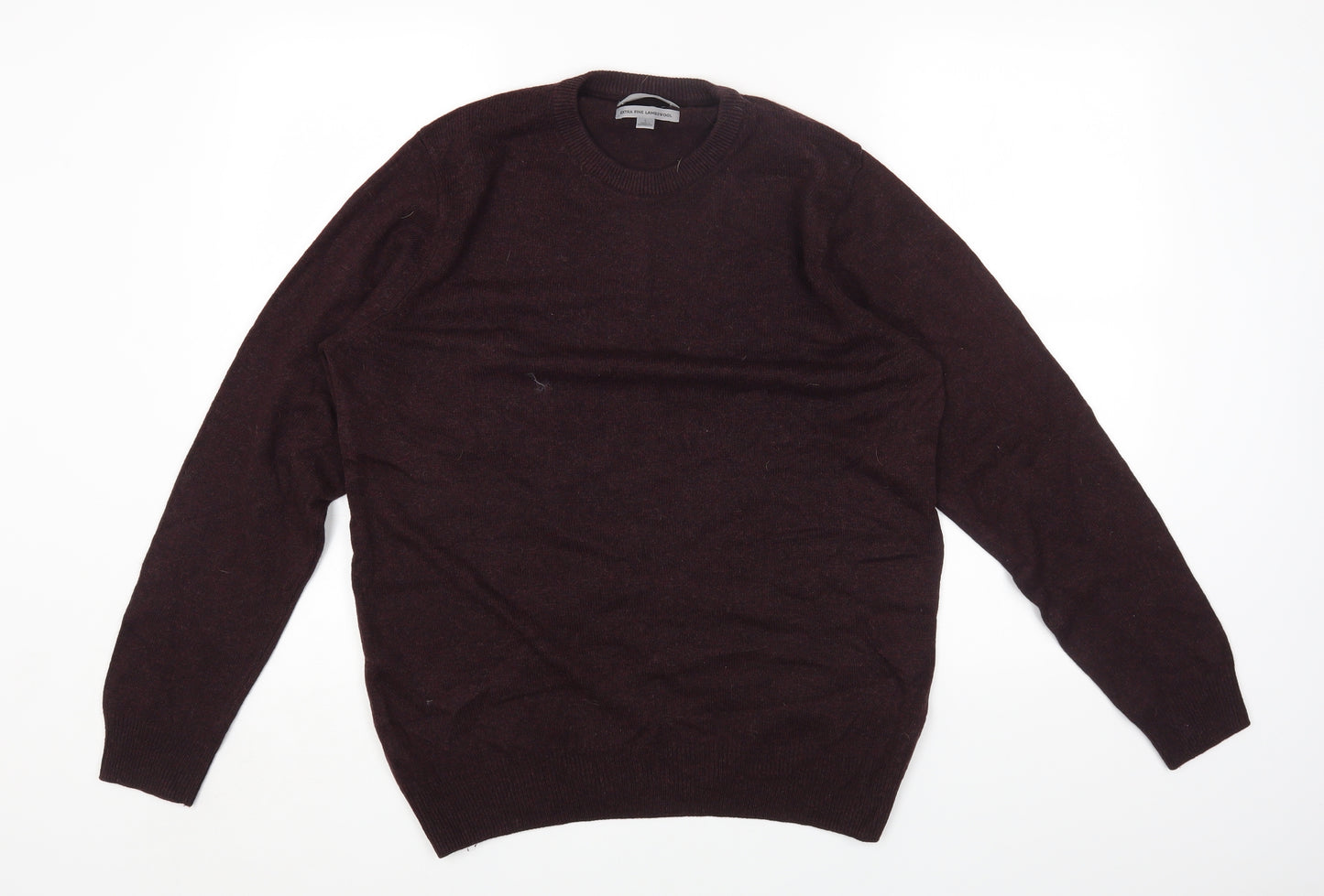 Marks and Spencer Mens Purple Round Neck Wool Pullover Jumper Size L
