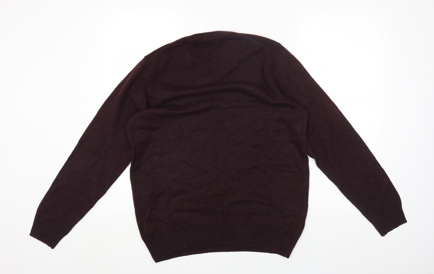 Marks and Spencer Mens Purple Round Neck Wool Pullover Jumper Size L