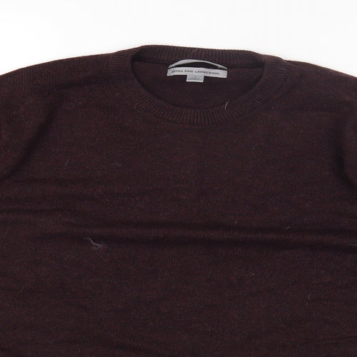 Marks and Spencer Mens Purple Round Neck Wool Pullover Jumper Size L