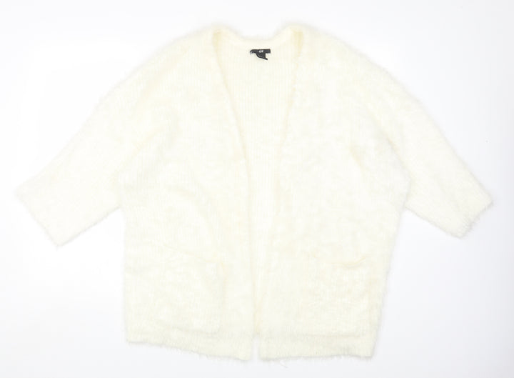 H&M Womens Ivory Round Neck Acrylic Cardigan Jumper Size M