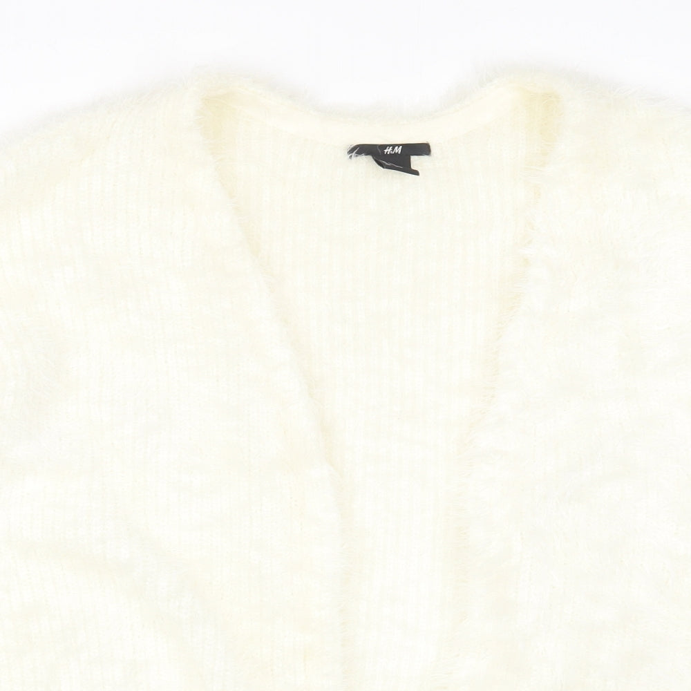 H&M Womens Ivory Round Neck Acrylic Cardigan Jumper Size M