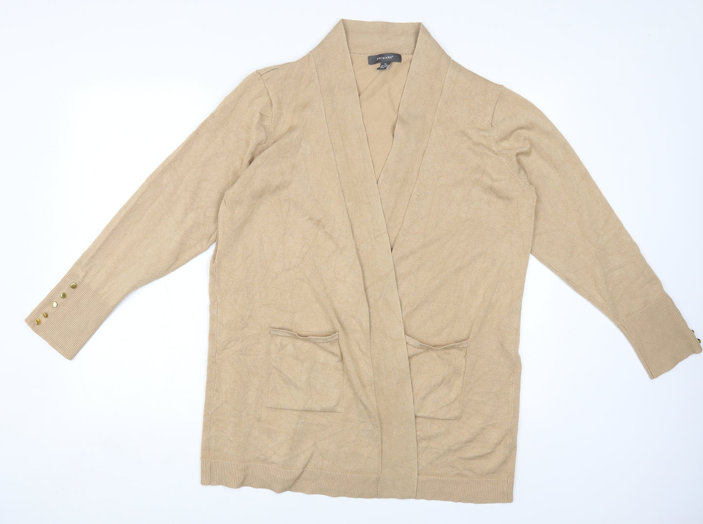 Primark Womens Beige Round Neck Viscose Cardigan Jumper Size 18