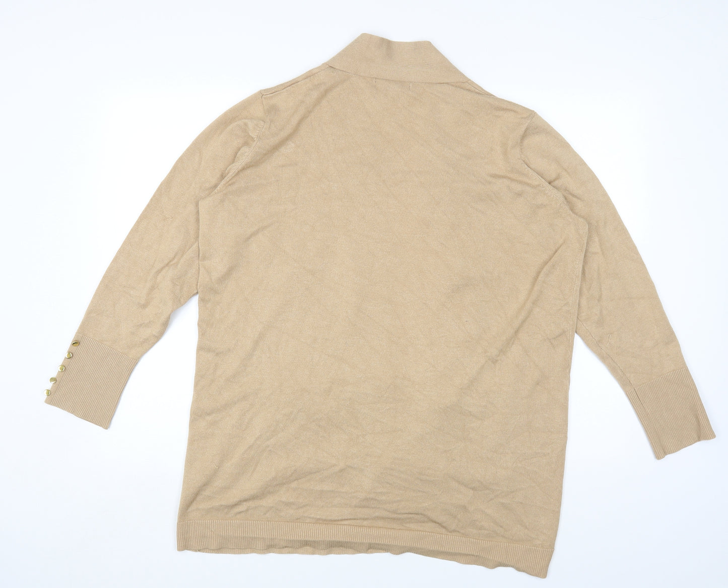 Primark Womens Beige Round Neck Viscose Cardigan Jumper Size 18