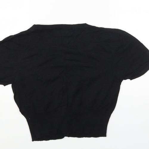Peacocks Womens Black V-Neck Cotton Cardigan Jumper Size 14