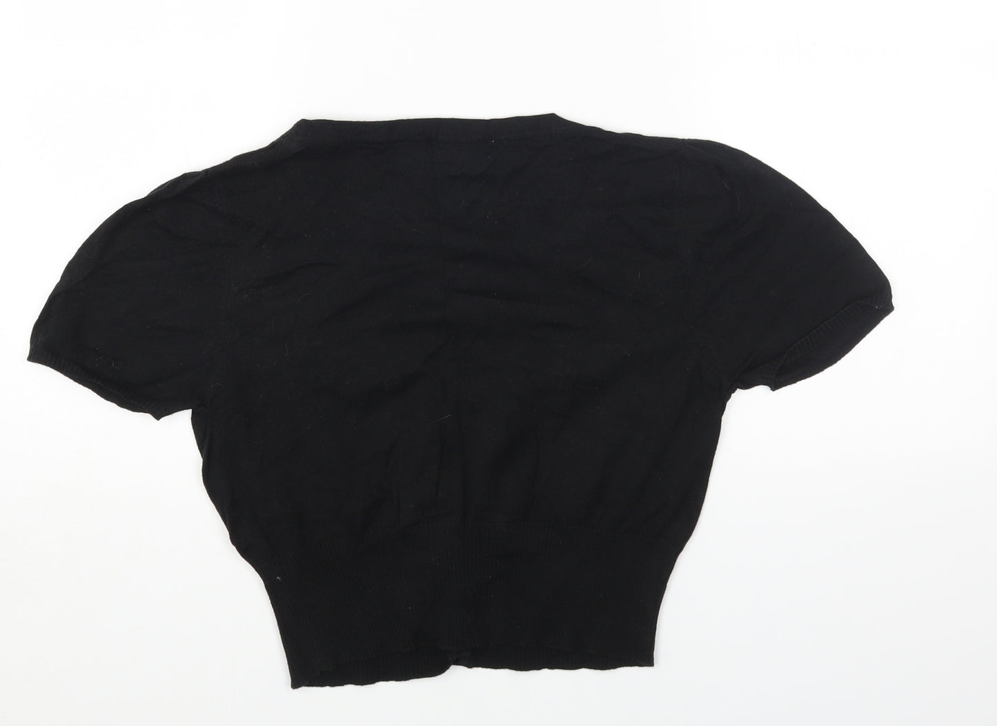 Peacocks Womens Black V-Neck Cotton Cardigan Jumper Size 14