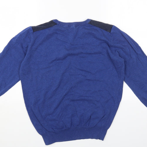 Easy Mens Blue Round Neck Cotton Pullover Jumper Size M