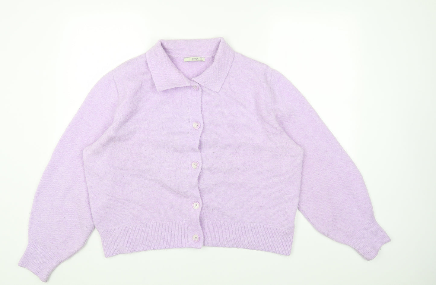 George Womens Purple Collared Acrylic Cardigan Jumper Size 16