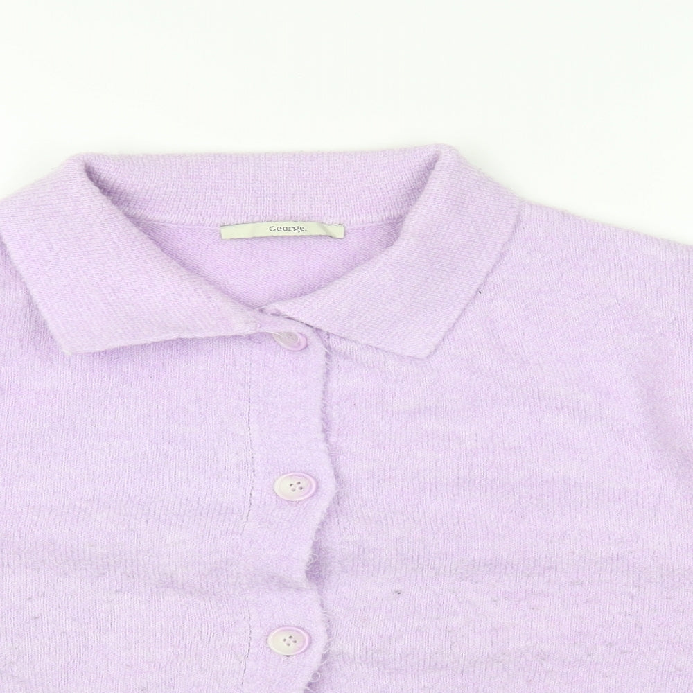 George Womens Purple Collared Acrylic Cardigan Jumper Size 16