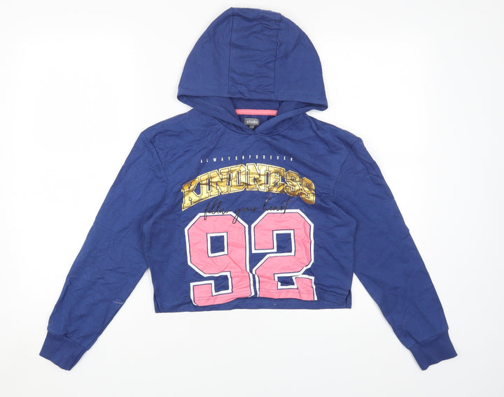 Studio Girls Blue Cotton Pullover Hoodie Size 12-13 Years Pullover