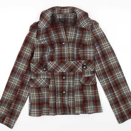 Topshop Womens Multicoloured Check Jacket Blazer Size 8 Button