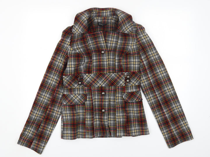 Topshop Womens Multicoloured Check Jacket Blazer Size 8 Button
