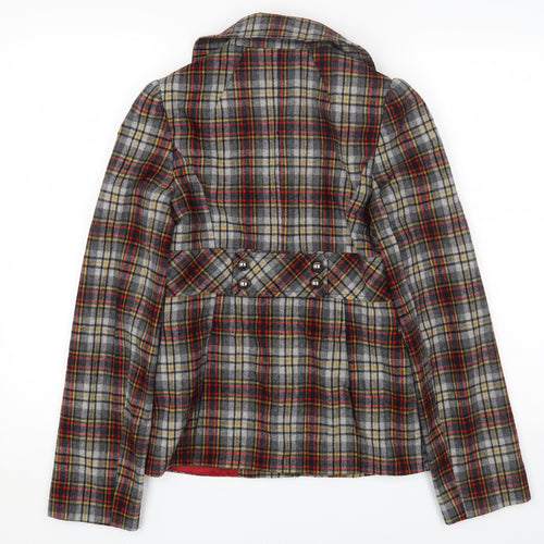 Topshop Womens Multicoloured Check Jacket Blazer Size 8 Button