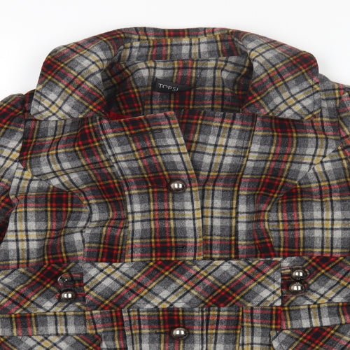 Topshop Womens Multicoloured Check Jacket Blazer Size 8 Button