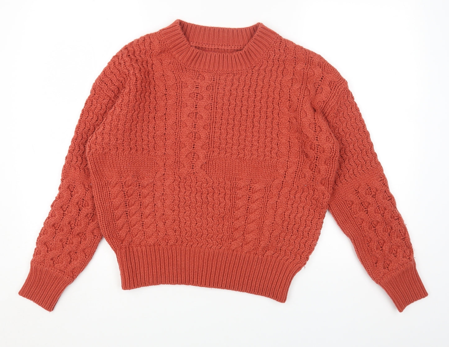 Joe Browns Womens Orange Round Neck Acrylic Pullover Jumper Size 10