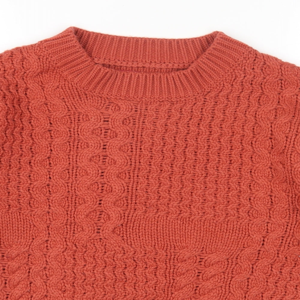 Joe Browns Womens Orange Round Neck Acrylic Pullover Jumper Size 10