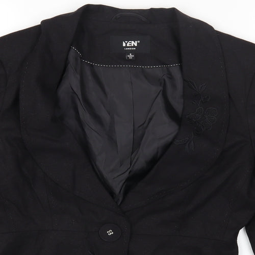 IEN LONDON Womens Black Jacket Blazer Size 8 Button