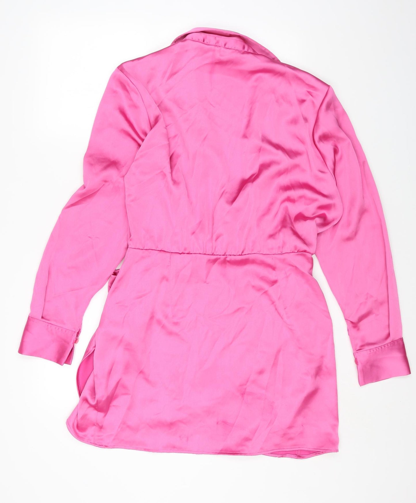 Zara Womens Pink Polyester Fit & Flare Size XL Collared Zip