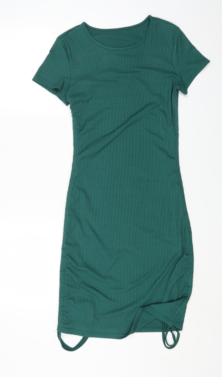 SheIn Womens Green Polyester Bodycon Size S Round Neck Pullover
