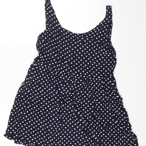 H&M Womens Blue Polka Dot Viscose A-Line Size 12 Round Neck