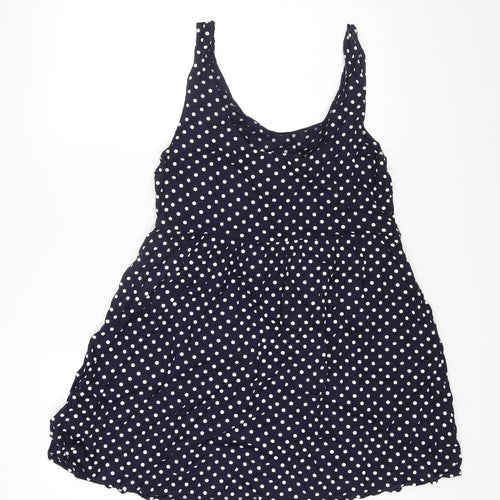 H&M Womens Blue Polka Dot Viscose A-Line Size 12 Round Neck