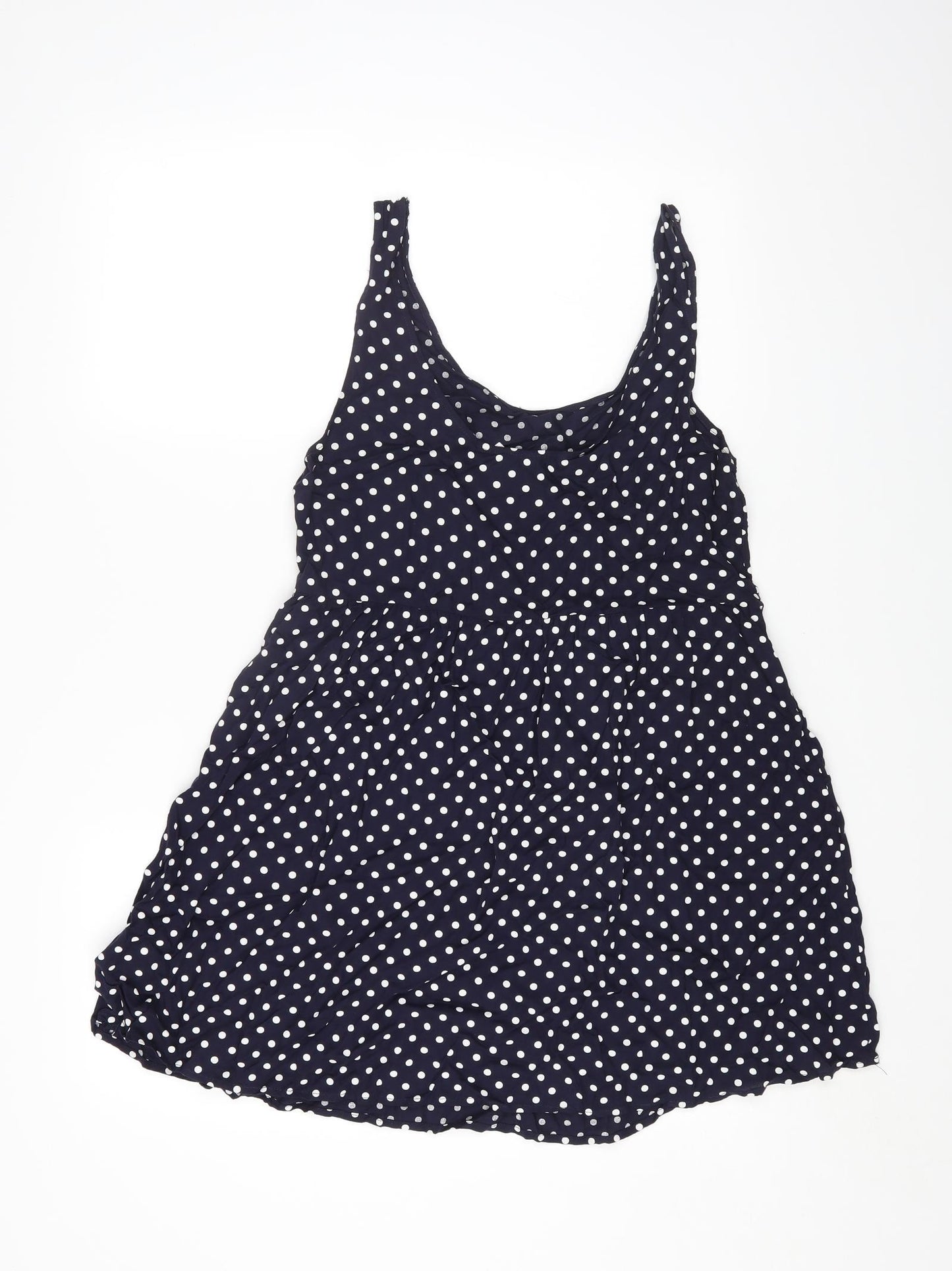 H&M Womens Blue Polka Dot Viscose A-Line Size 12 Round Neck