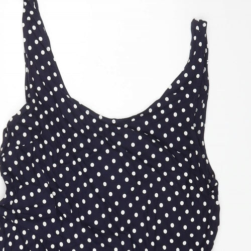 H&M Womens Blue Polka Dot Viscose A-Line Size 12 Round Neck