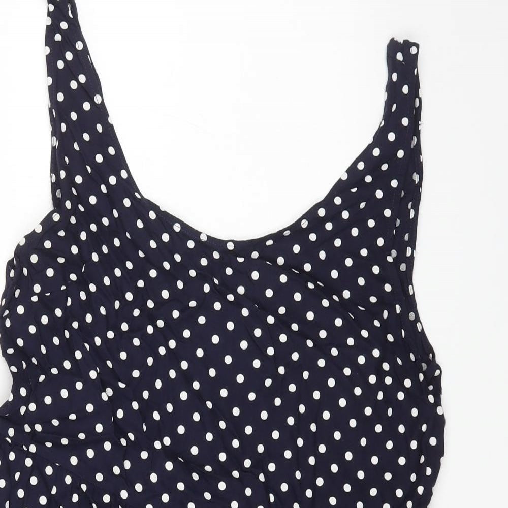 H&M Womens Blue Polka Dot Viscose A-Line Size 12 Round Neck