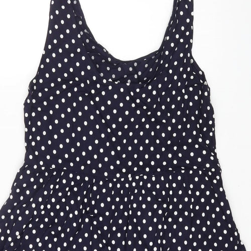 H&M Womens Blue Polka Dot Viscose A-Line Size 12 Round Neck