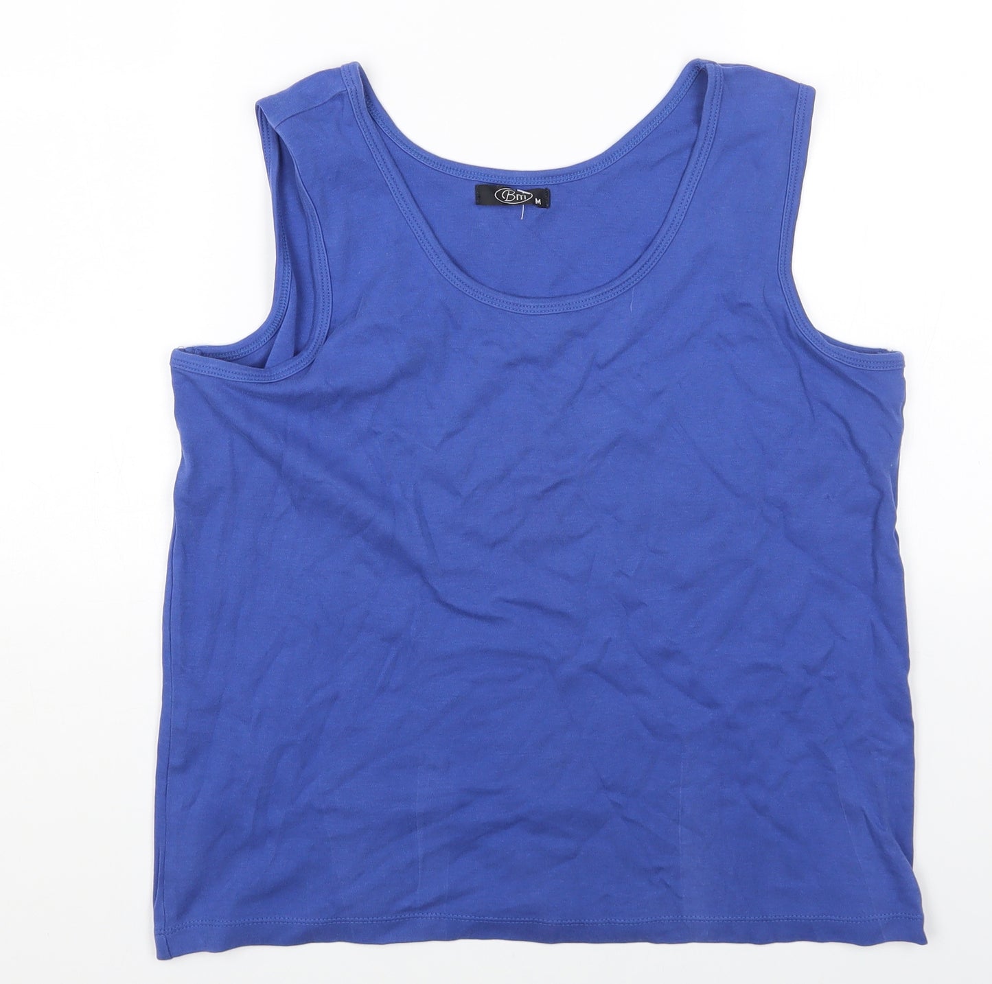 Bonmarché Womens Blue Cotton Jersey T-Shirt Size M Round Neck
