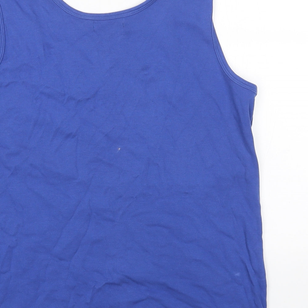 Bonmarché Womens Blue Cotton Jersey T-Shirt Size M Round Neck