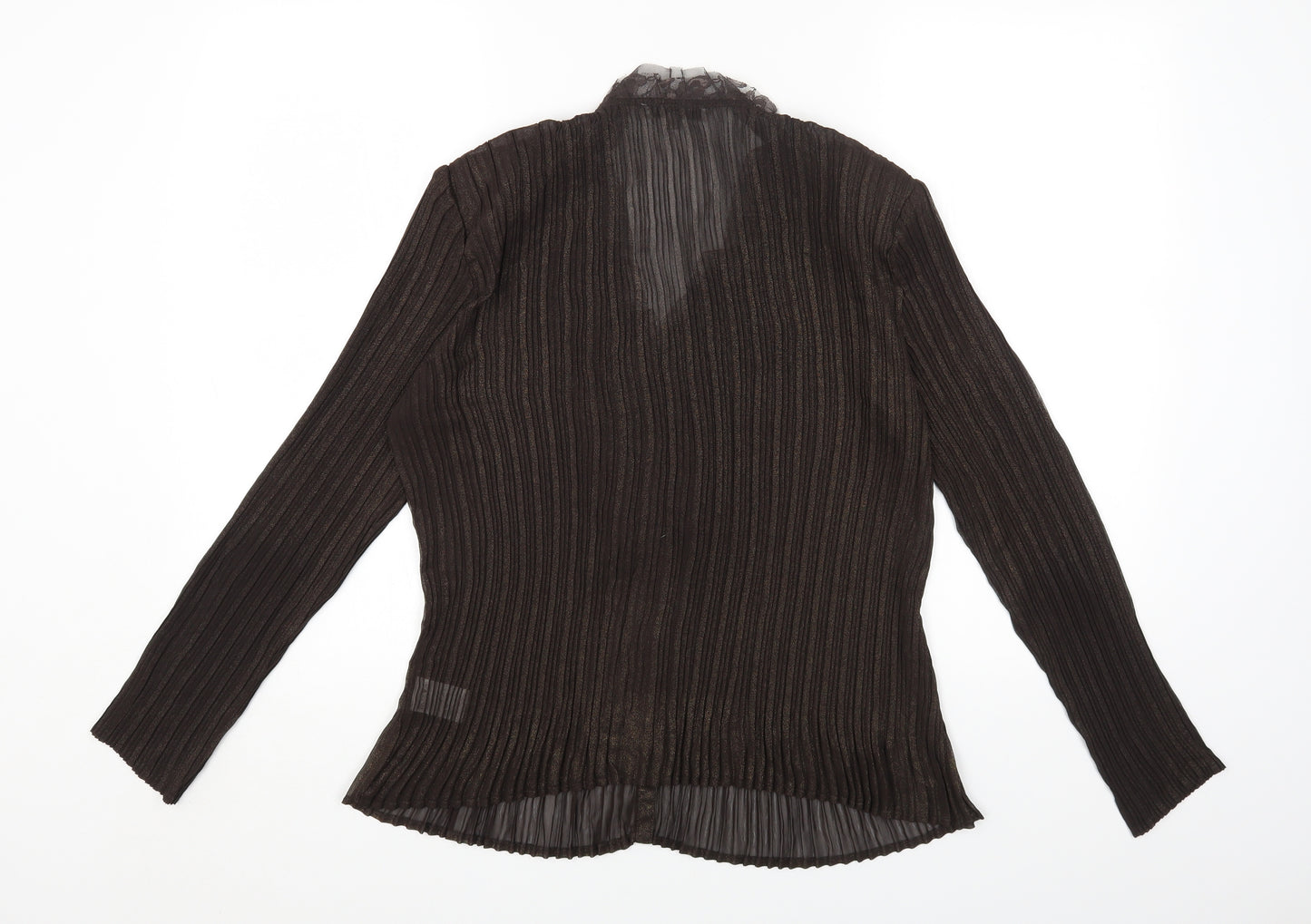 Nina Murati Womens Brown Polyester Basic Blouse Size M V-Neck