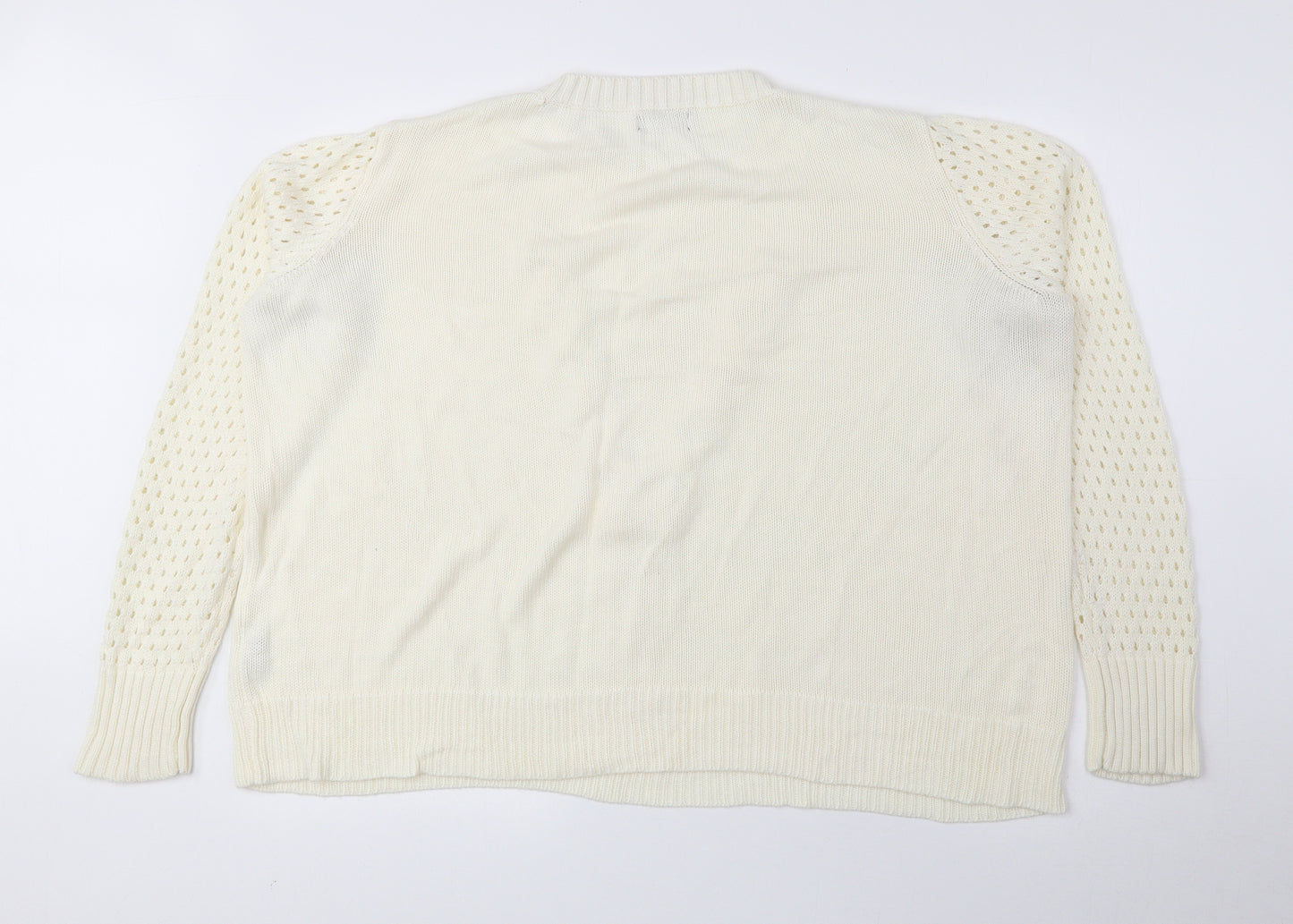 Papaya Womens Ivory Round Neck Acrylic Pullover Jumper Size XL