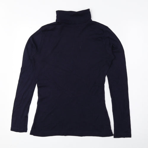 Papaya Womens Blue Roll Neck Cotton Pullover Jumper Size 12