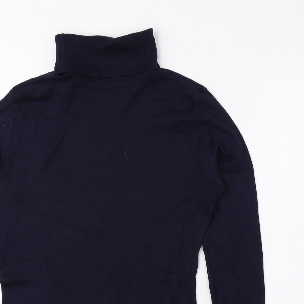 Papaya Womens Blue Roll Neck Cotton Pullover Jumper Size 12