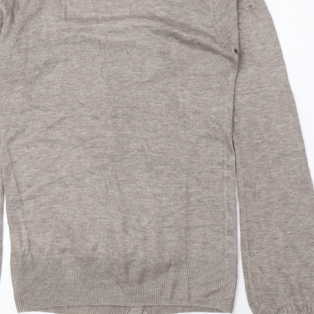 Atmosphere Womens Beige Scoop Neck Acrylic Cardigan Jumper Size 10